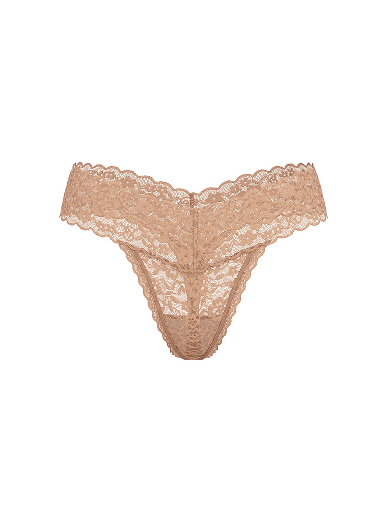 Chiloți Tanga Dantela Lace-Up Praline