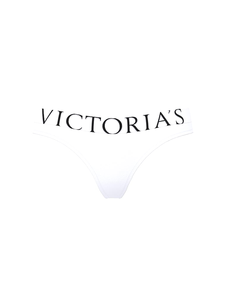 Chiloți tanga Logo Cotton Albi