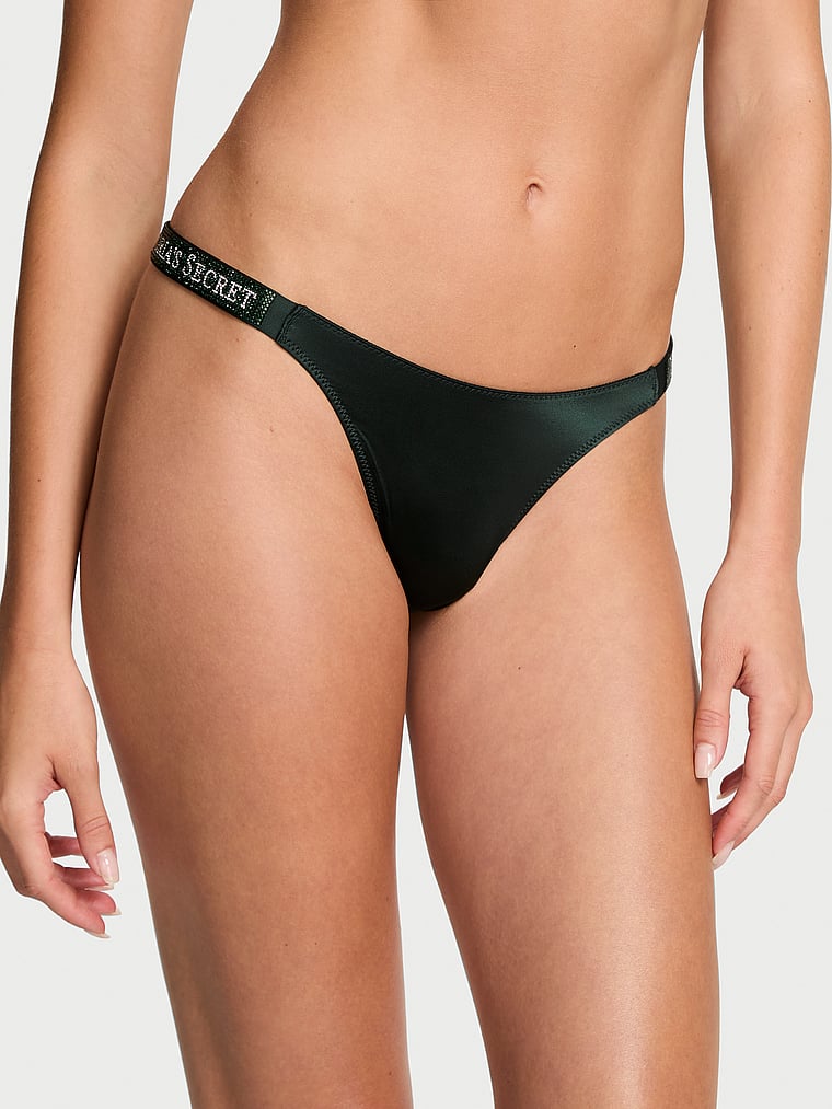 Chiloți V-String cu Strălucire Gradient și Dantelă Rose Cilantro