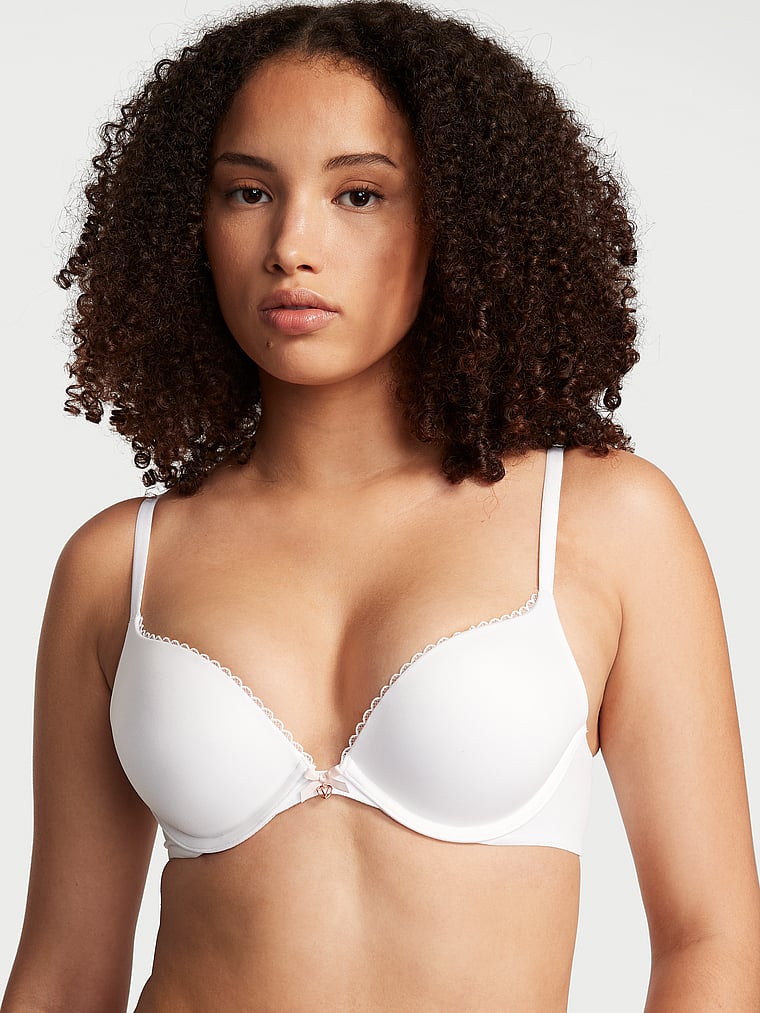 Sutien Push-Up cu Spate Racer din Dantelă Alb
