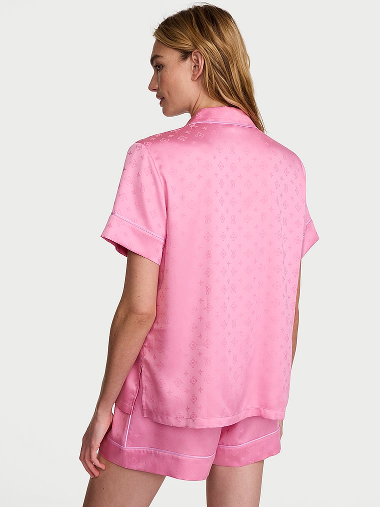 Set Scurt de Pijamă din Satin Signature Pink Sugar